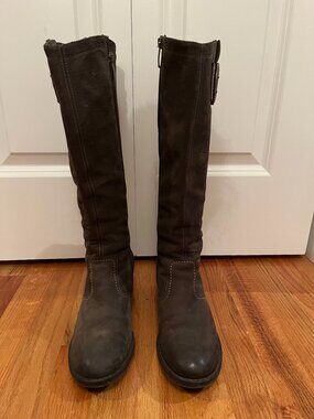 Women's Paul Green Optimist Tall Boots Graphite Nubuk Sz 7 Buckle Zipper Heel